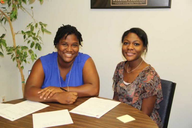 Student support meeting for federal grant program at Pensacola State College.