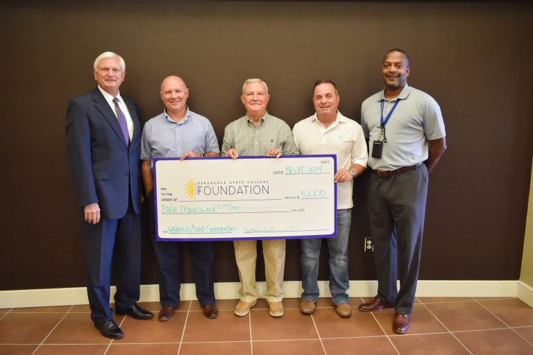 Veterans National Homecare presents a $5,000 donation to Pensacola State College supporting first-ge.