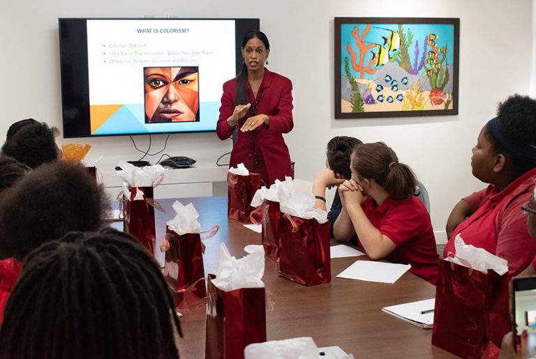 Engaging students in discussions about anti-colorism messages and social justice at Pensacola State.