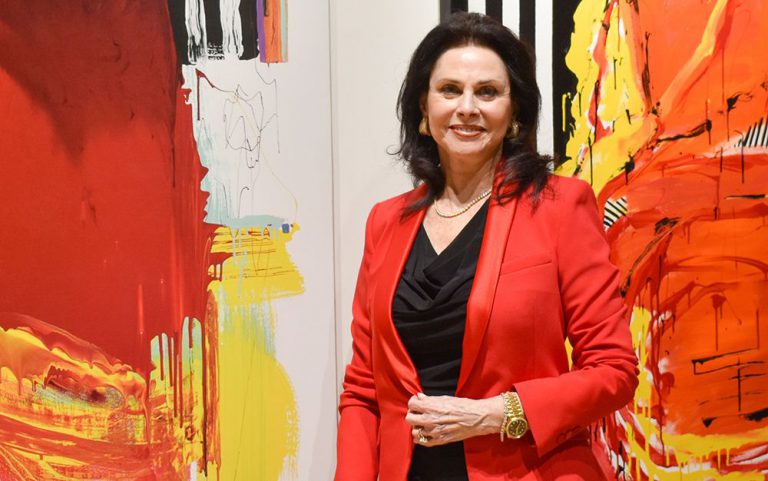 Susan McCollough, renowned artist, showcases her colorful abstract paintings at Pensacola State Coll.