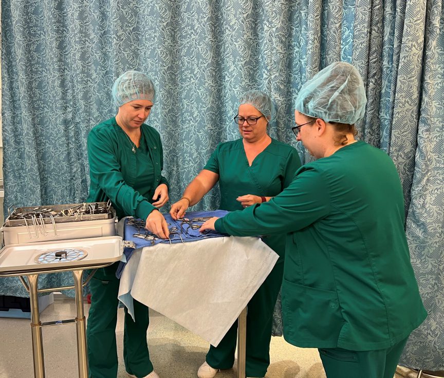 Highly skilled sterile processing technologists practicing in a clinical setting.