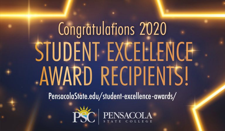 Celebrating Pensacola State College students earning excellence awards in 2020.