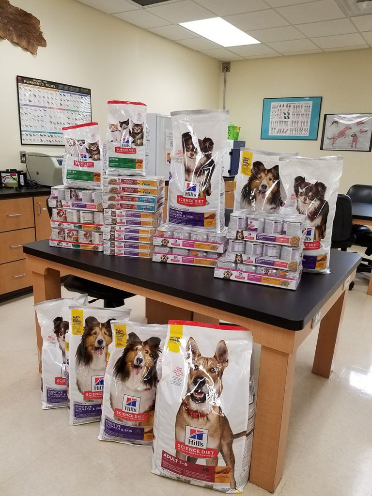 Pet food donation supports PSC Vet Tech students and animal care programs.