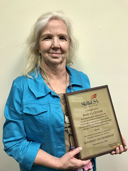 decorative image of REBECCA-GUNTER , Gunter receives 2020 SkillsUSA Florida Honorary Life Membership Award 2020-11-04 09:16:55