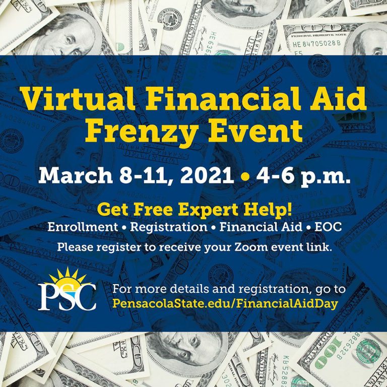 Financial aid, college enrollment, and scholarship assistance at Pensacola State College.