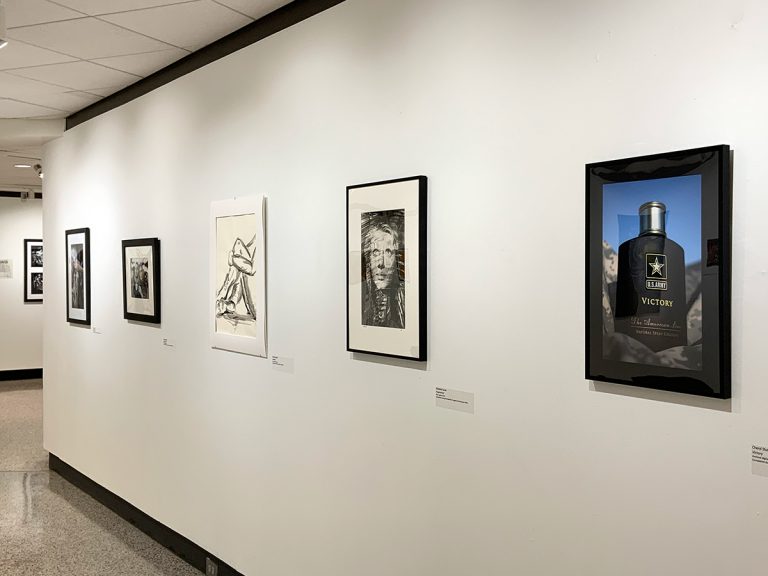 Art Student Honors Exhibition featuring student artwork at Pensacola State College.