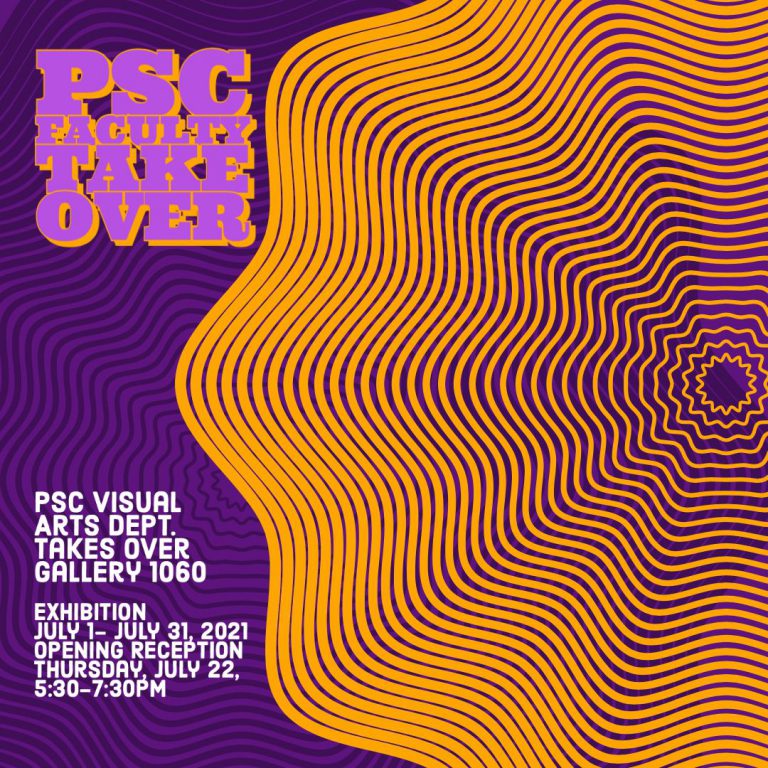 Vibrant graphic promoting PSC Visual Arts Department's takeover at Gallery 1060.