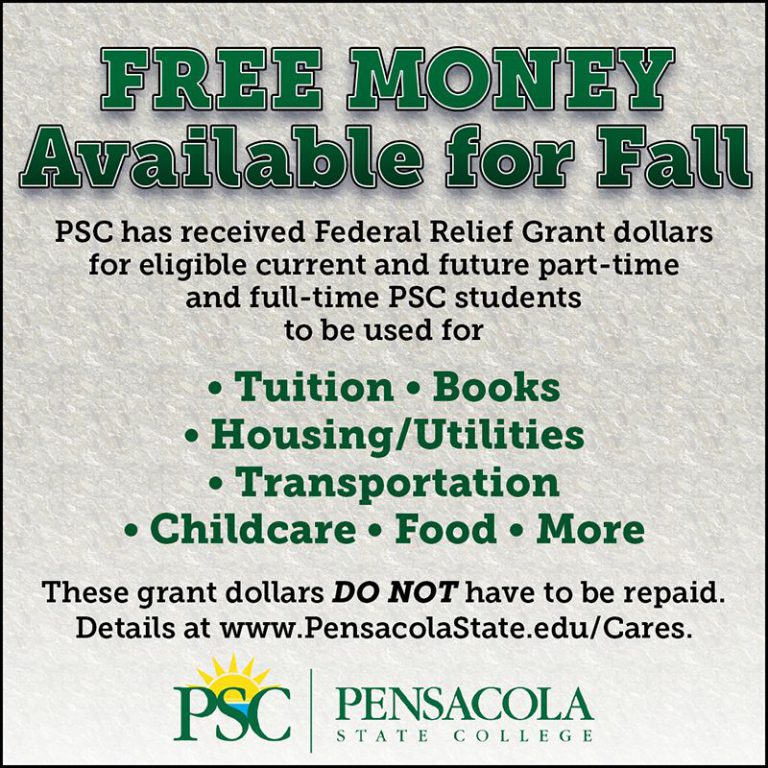 Federal Relief Grant for fall students at Pensacola State College.