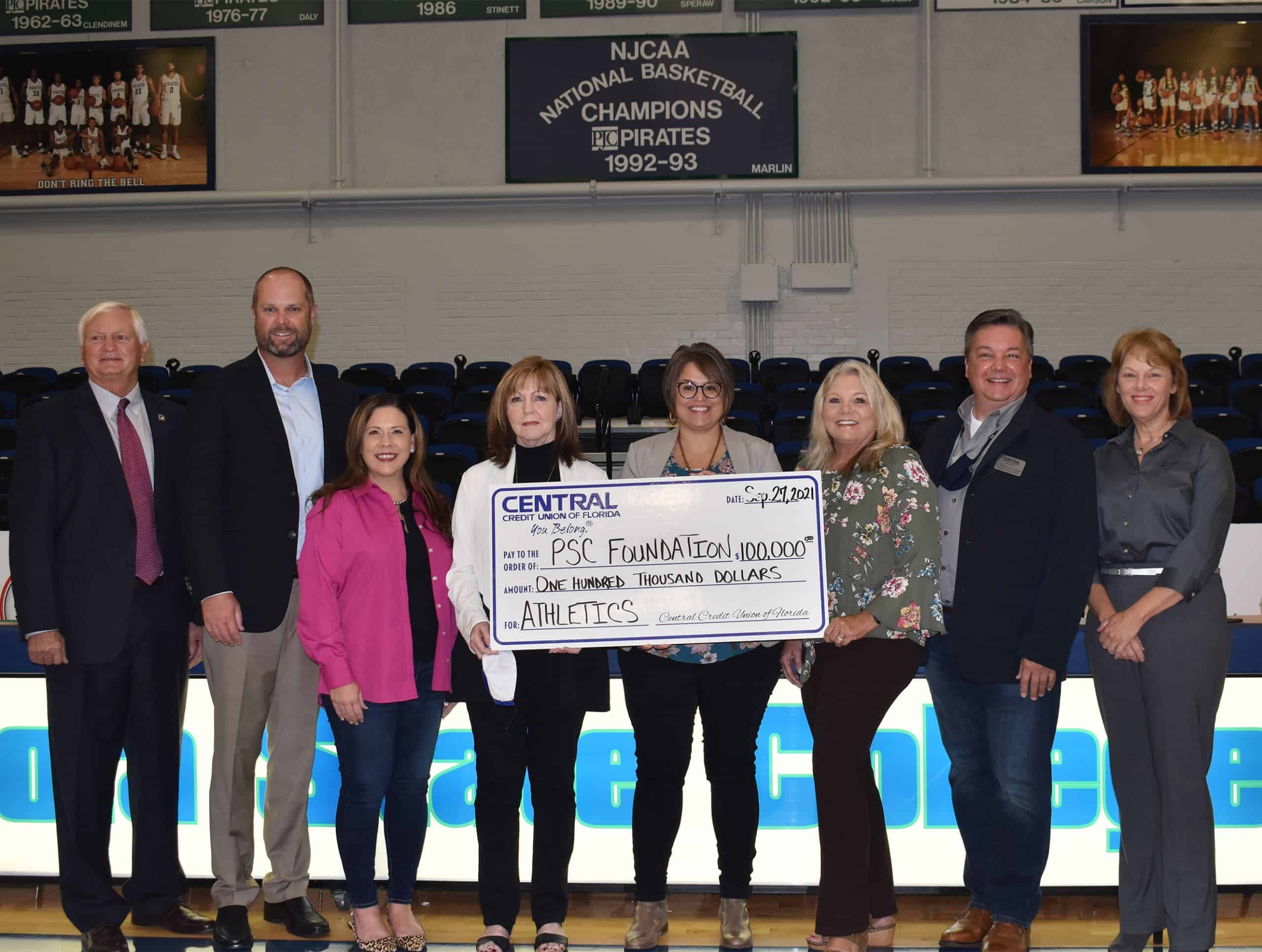 Central Credit Union of Florida pledges $100,000 to PSC Athletic Department.