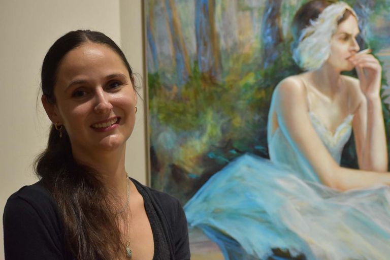 Mobile artist Lauren Woods discusses ‘mythic time,’ ballet and even Einstein at PSC Artist Lecture Lauren Woods, a mobile artist, speaks about mythic time, ballet, and Einstein during a lecture at Pe.