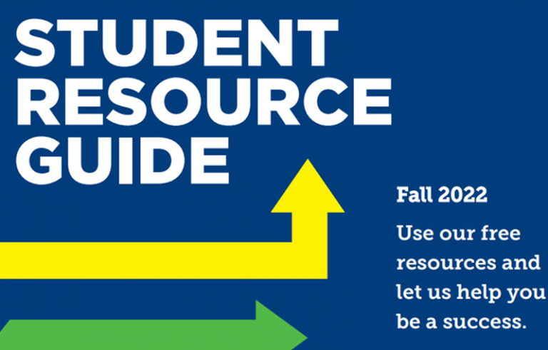 PSC Student Resource Guide 2022 with virtual tutoring, food pantry, employment info.