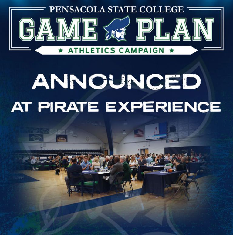 Promotional image showcasing Pensacola State College's new athletics campaign announced at Pirate Ex.