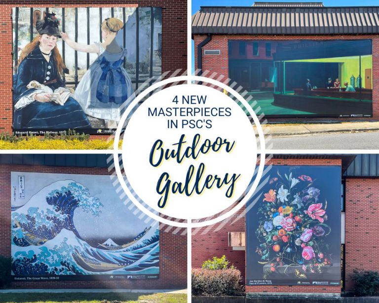 Farewell, van Gogh’s ‘Starry Night,’ Hello Hopper’s ‘Nighthawks’ Vivid outdoor art display featuring iconic paintings by van Gogh and Hopper at Pensacola State Colle.