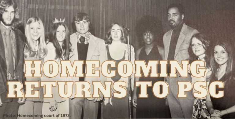 Historic homecoming event at Pensacola State College with students and faculty celebrating tradition.