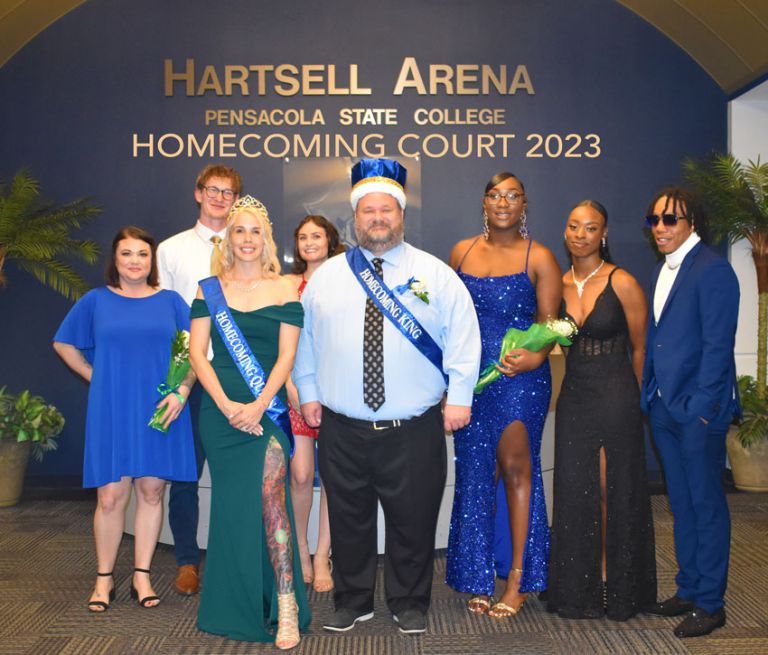 Nursing students celebrate their Homecoming Court recognition during the 2023 event.