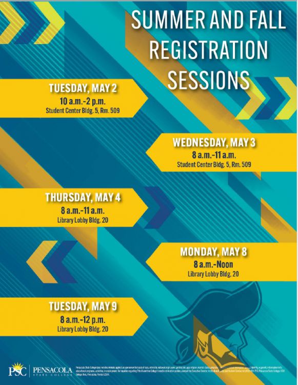 Summer and Fall Registration Sessions Pensacola State College