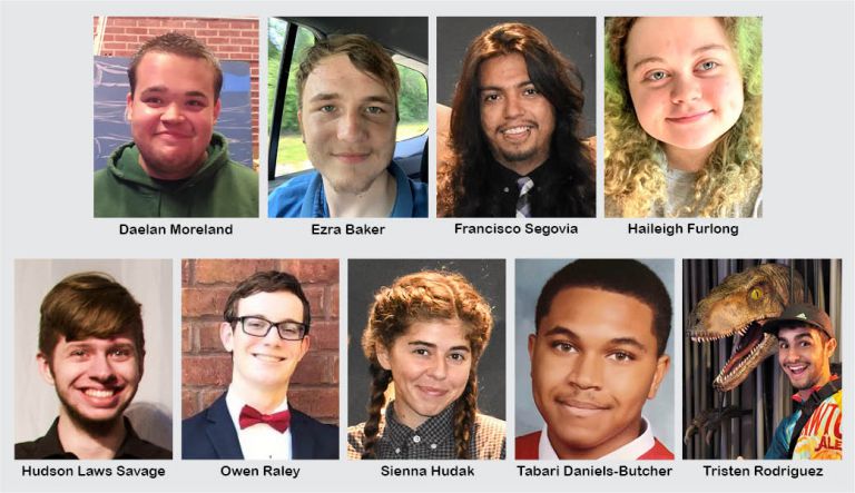 Portraits of nine talented Pensacola State College performing arts students recognized for academic.