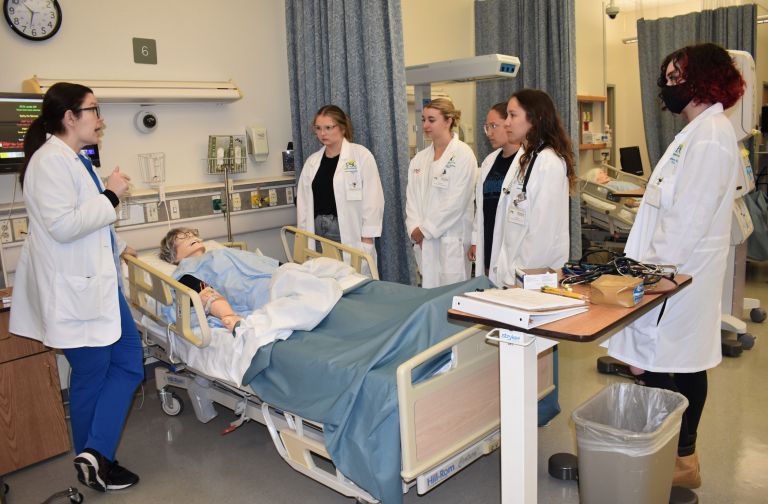 Nursing students participate in hands-on learning during Nurse Explorer Boot Camp.