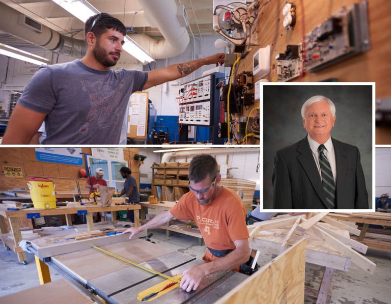 Skilled students working on technical projects in a classroom setting.