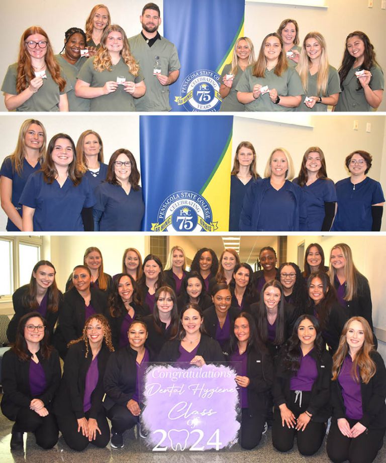 Allied Health students receiving pins during graduation ceremony at Pensacola State College.