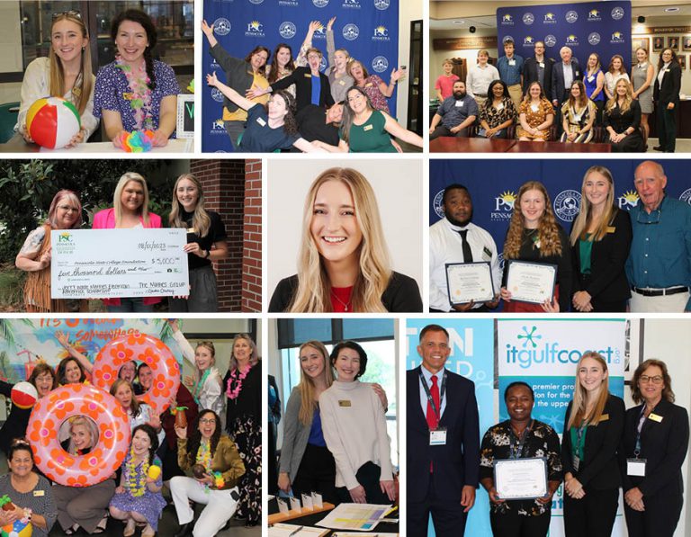 Students and staff participating in the Pay It Forward “I am PSC” campaign at Pensacola State Colleg.