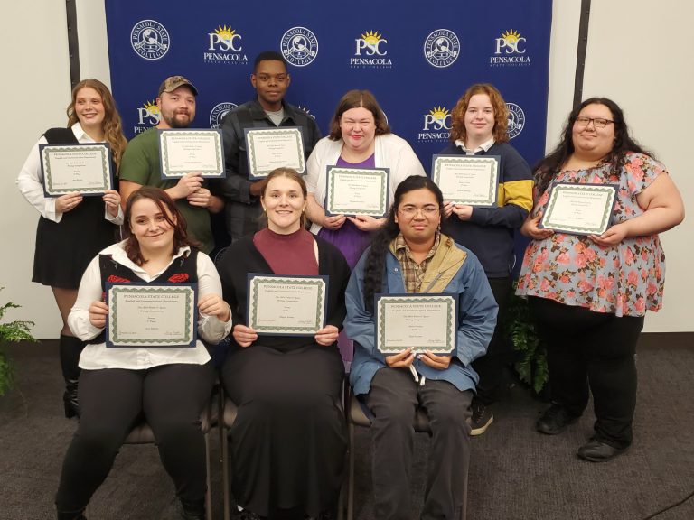 Celebrating the 2024 Walter F. Spara Writing Competition winners at Pensacola State College.