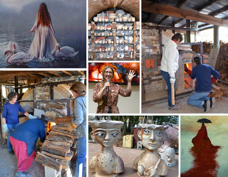 Artistic woman with swans at dawn A woman in a flowing dress with swans on a misty lake at dawn, emphasizing creativity and connection.