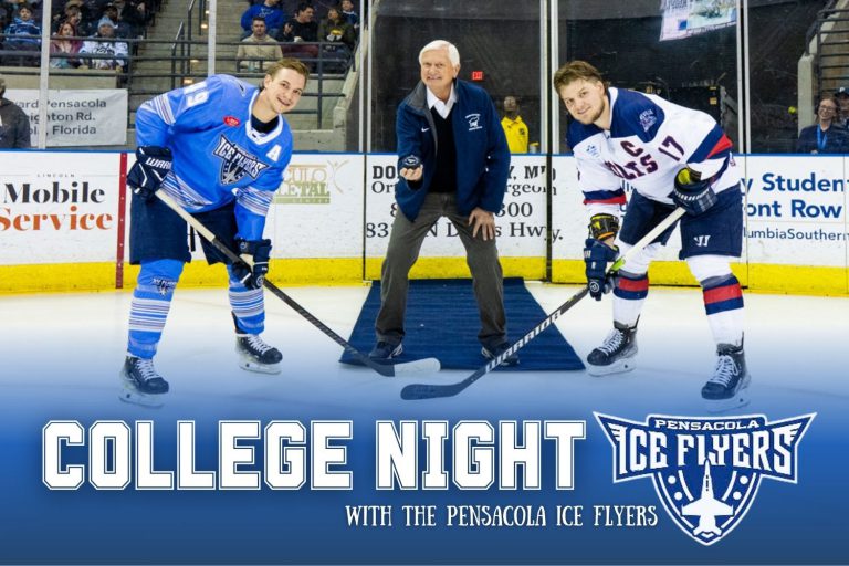 Pensacola State College hosts College Night with Pensacola Ice Flyers hockey game.