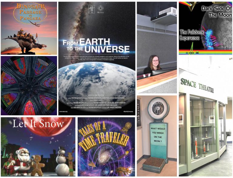 Interactive space and science exhibits at PSC Planetarium, including cosmic displays and educational.