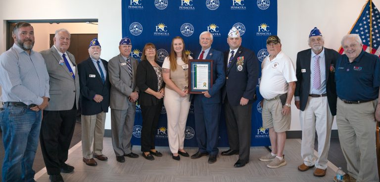 Purple Heart College designation awarded to Pensacola State College for military service recognition.