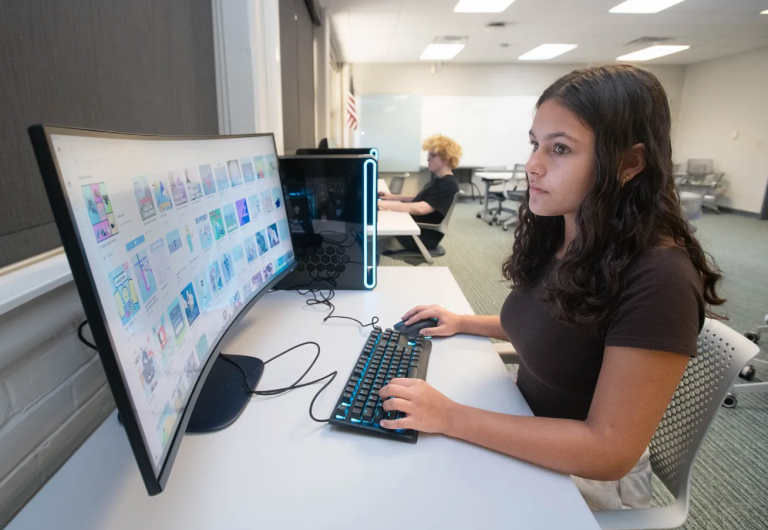 High school student engaging with digital learning tools at PSC Charter Academy, a top-rated school.
