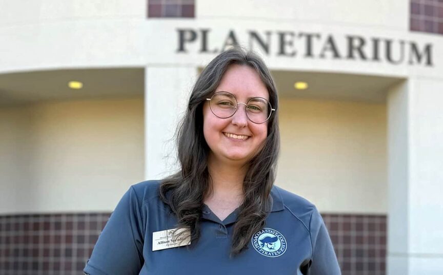 Decorative image of Allison Spradlin at the Planetarium.