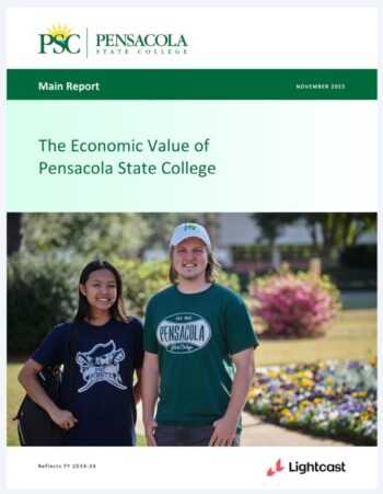Report cover for the Economic Value of Pensacola State College