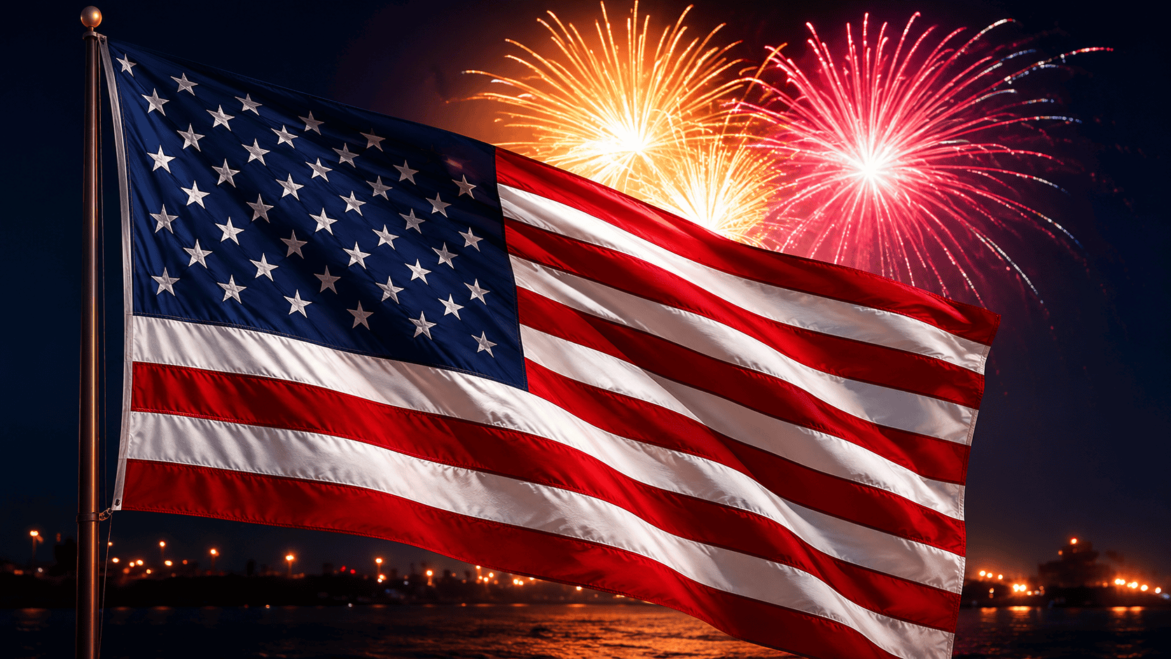 USA flag with fireworks