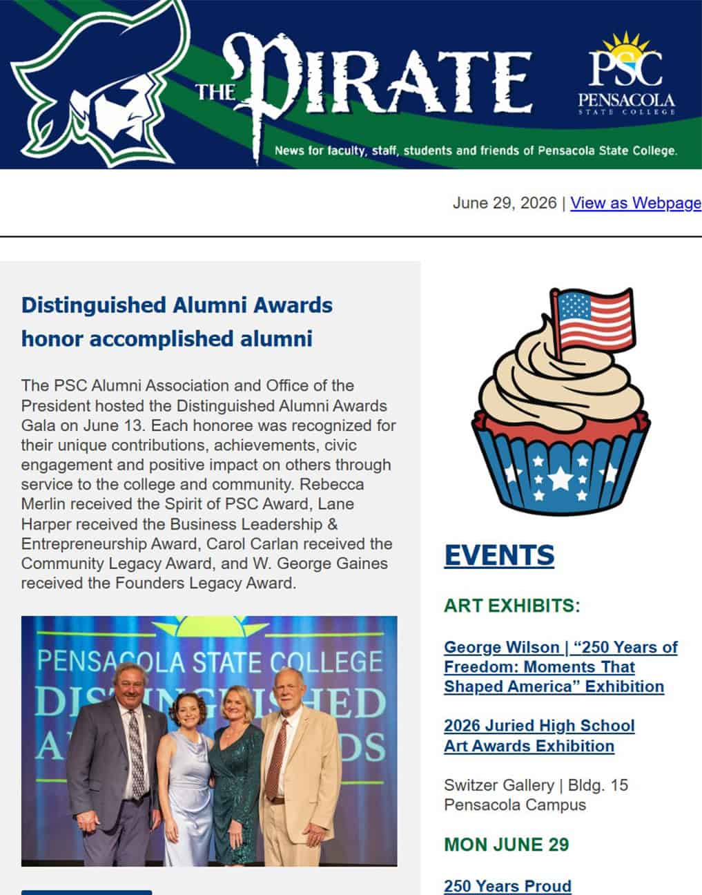 Image of the Pirate Newsletter, 6/29/26.