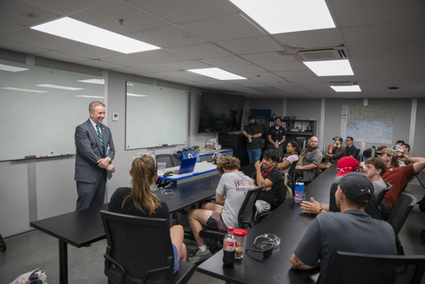 Kelly meets with students, faculty, staff, and members of the community during his PSC campus visit.