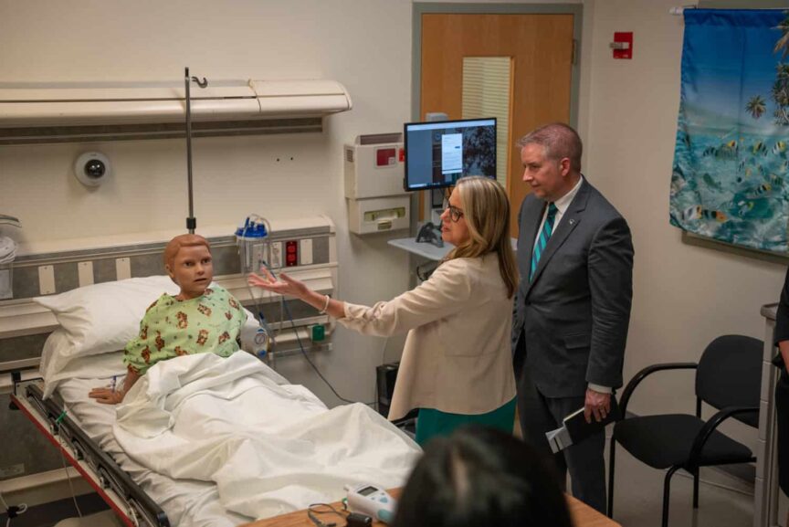 J. Kelly touring healthcare departments at PSC.