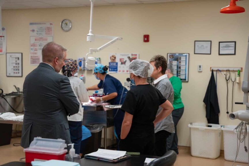 J. Kelly touring health programs at Pensacola State College.