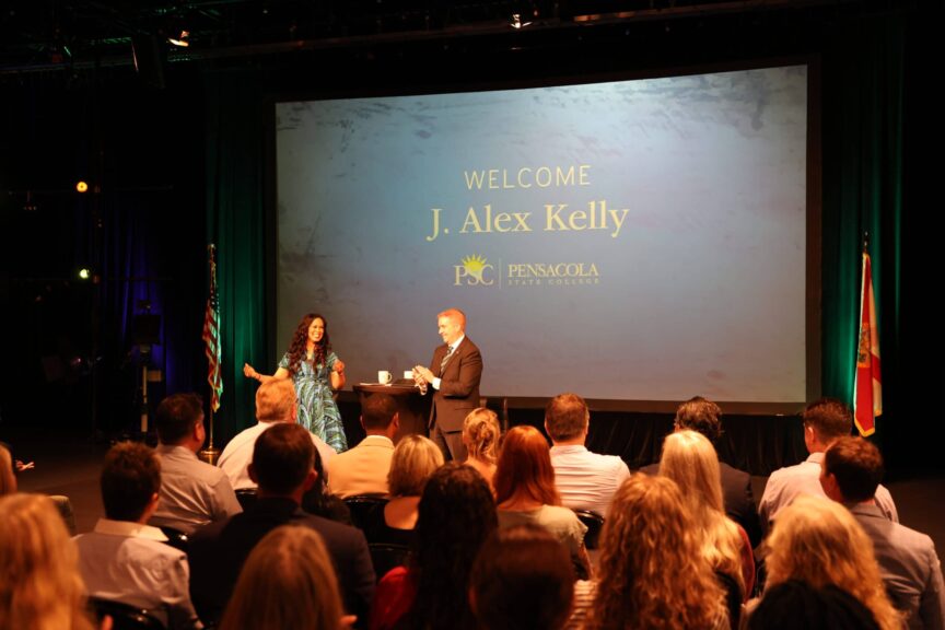 Kelly on stage during the meet-and-greet